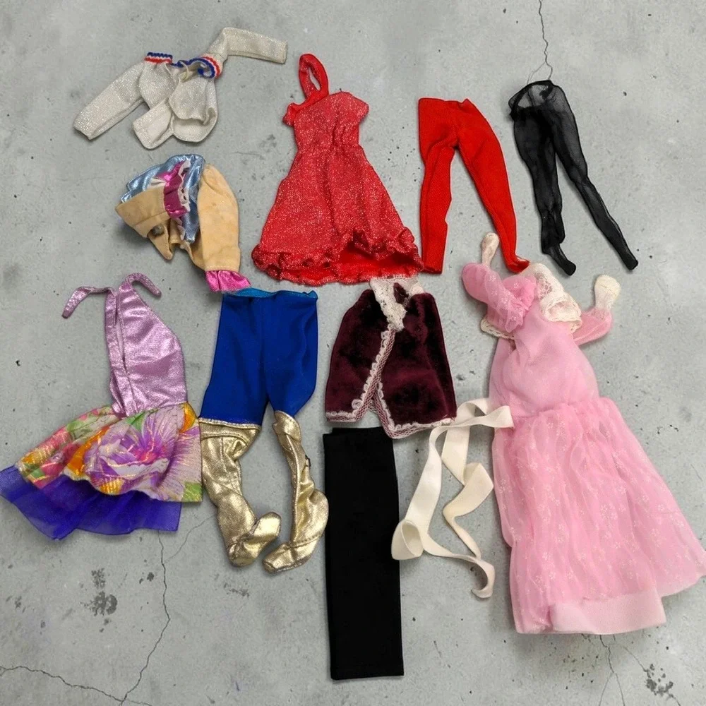 VTG 1970s 1980s Barbie Mattel Doll Clothes Lot Outfits Dresses Tights Mix